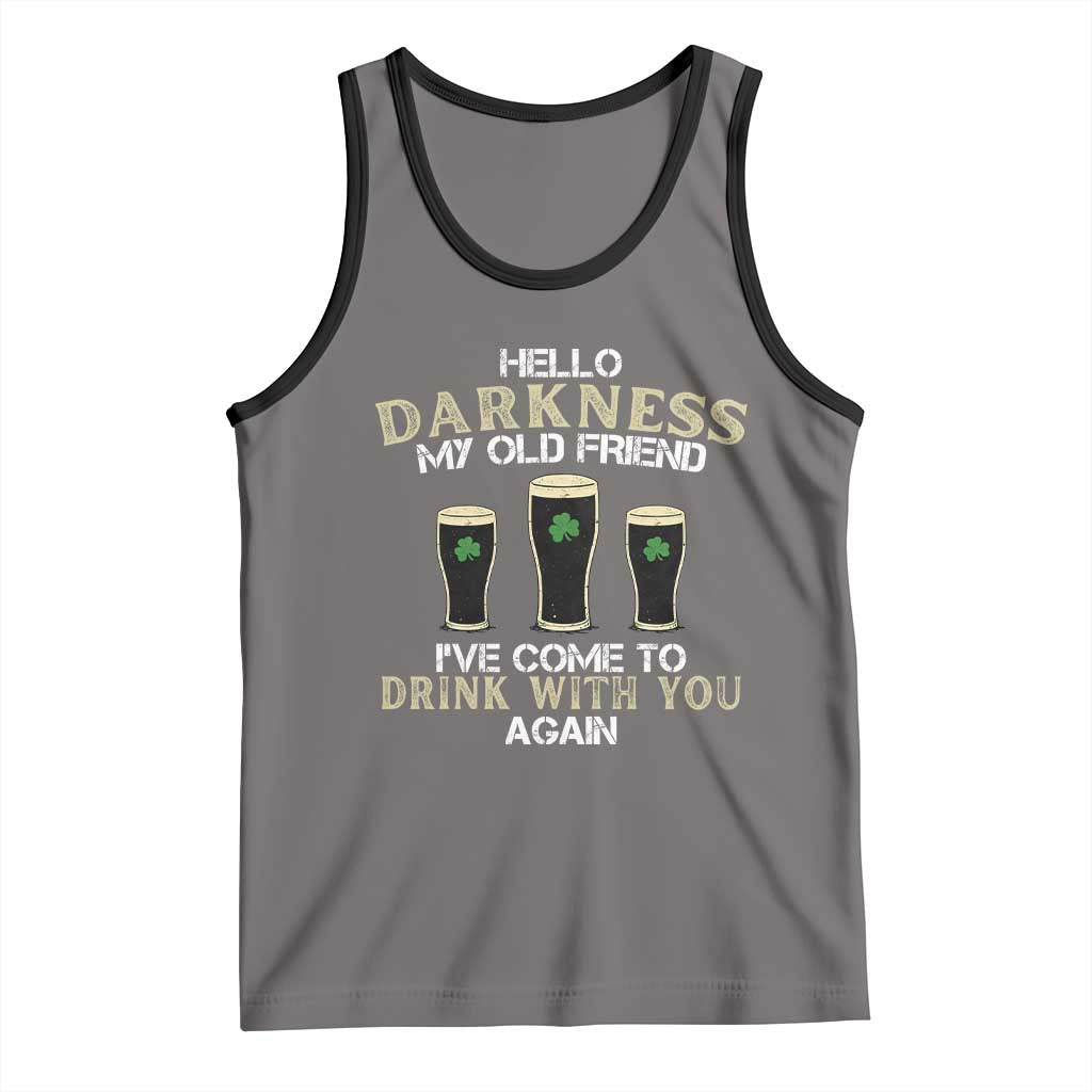 Hello Darkness My Old Friend Funny Irish Stout Beer Tank Top St. Patrick’s Day Drinking Humor Craft Brew Lovers TS02 Deep Heather Black Print Your Wear
