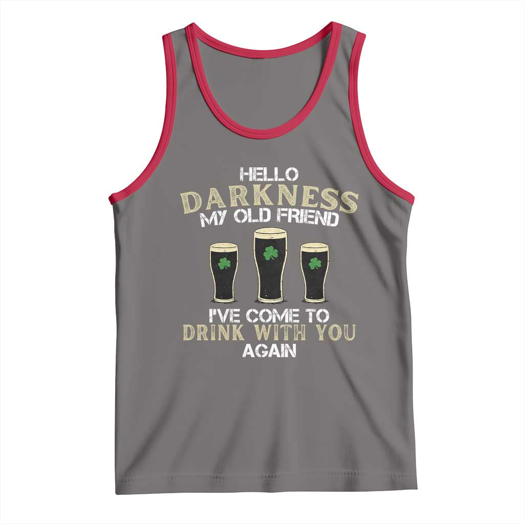 Hello Darkness My Old Friend Funny Irish Stout Beer Tank Top St. Patrick’s Day Drinking Humor Craft Brew Lovers TS02 Deep Heather Red Print Your Wear
