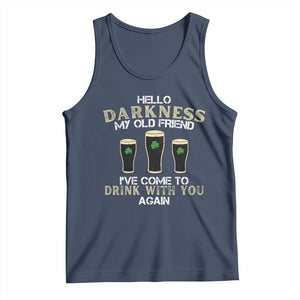 Hello Darkness My Old Friend Funny Irish Stout Beer Tank Top St. Patrick’s Day Drinking Humor Craft Brew Lovers TS02 Navy Print Your Wear