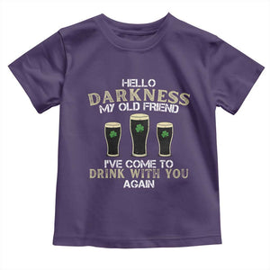 Hello Darkness My Old Friend Funny Irish Stout Beer Toddler T Shirt St. Patrick’s Day Drinking Humor Craft Brew Lovers TS02 Purple Print Your Wear