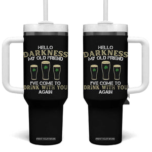 Hello Darkness My Old Friend Funny Irish Stout Beer Tumbler With Handle St. Patrick’s Day Drinking Humor Craft Brew Lovers TS02 One Size: 40 oz Black Print Your Wear