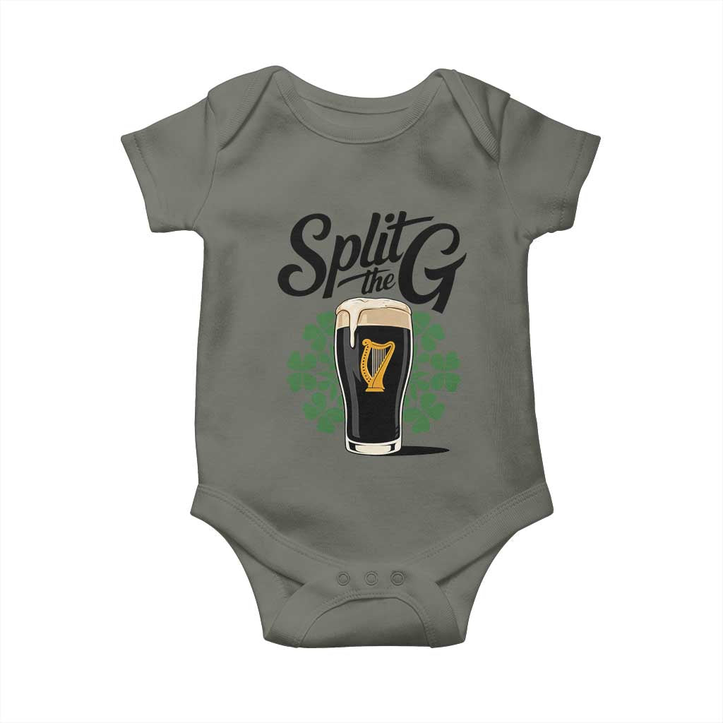 Split the G Funny Irish Drinking Baby Onesie St. Patrick’s Day Stout Beer Lovers Pub Crawls TS02 Military Green Print Your Wear
