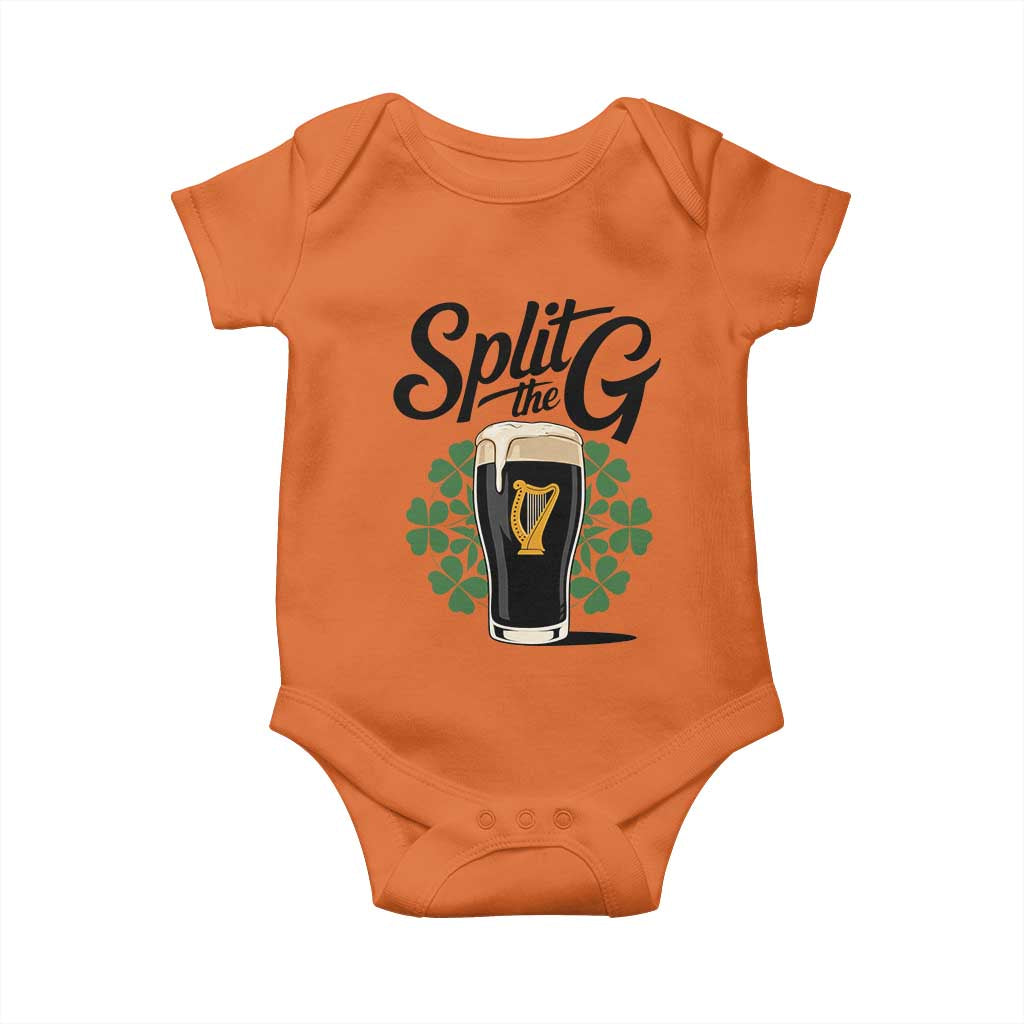 Split the G Funny Irish Drinking Baby Onesie St. Patrick’s Day Stout Beer Lovers Pub Crawls TS02 Orange Print Your Wear