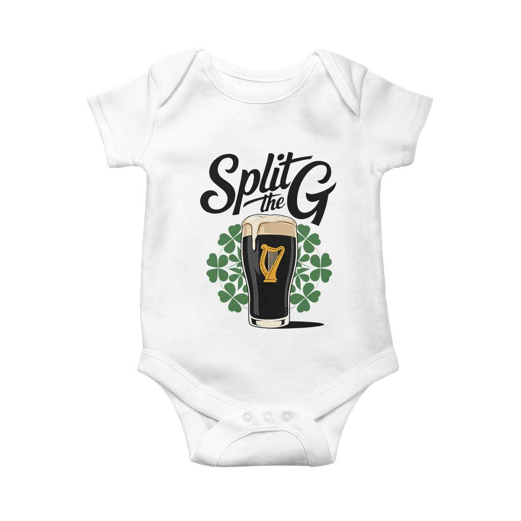Split the G Funny Irish Drinking Baby Onesie St. Patrick’s Day Stout Beer Lovers Pub Crawls TS02 White Print Your Wear