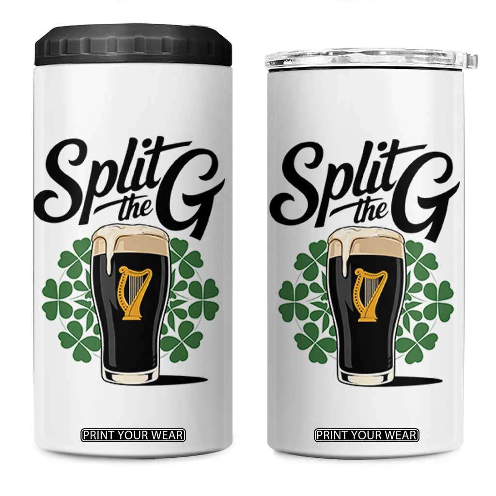 Split the G Funny Irish Drinking 4 in 1 Can Cooler Tumbler St. Patrick’s Day Stout Beer Lovers Pub Crawls TS02 One Size: 16 oz White Print Your Wear