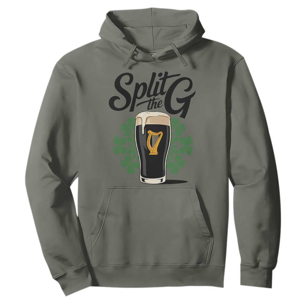 Split the G Funny Irish Drinking Hoodie St. Patrick’s Day Stout Beer Lovers Pub Crawls TS02 Military Green Print Your Wear