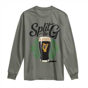 Split the G Funny Irish Drinking Long Sleeve Shirt St. Patrick’s Day Stout Beer Lovers Pub Crawls TS02 Military Green Print Your Wear