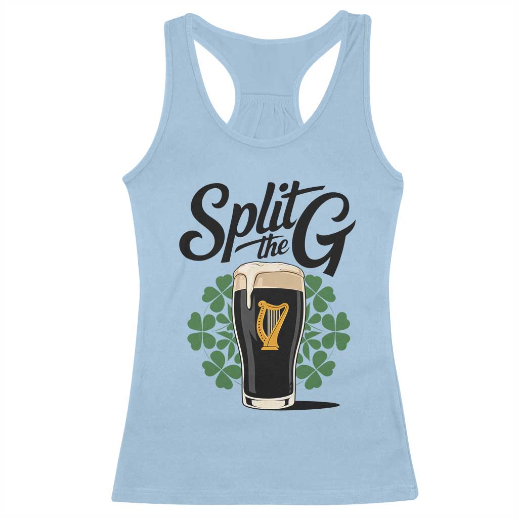 Split the G Funny Irish Drinking Racerback Tank Top St. Patrick’s Day Stout Beer Lovers Pub Crawls TS02 Light Blue Print Your Wear