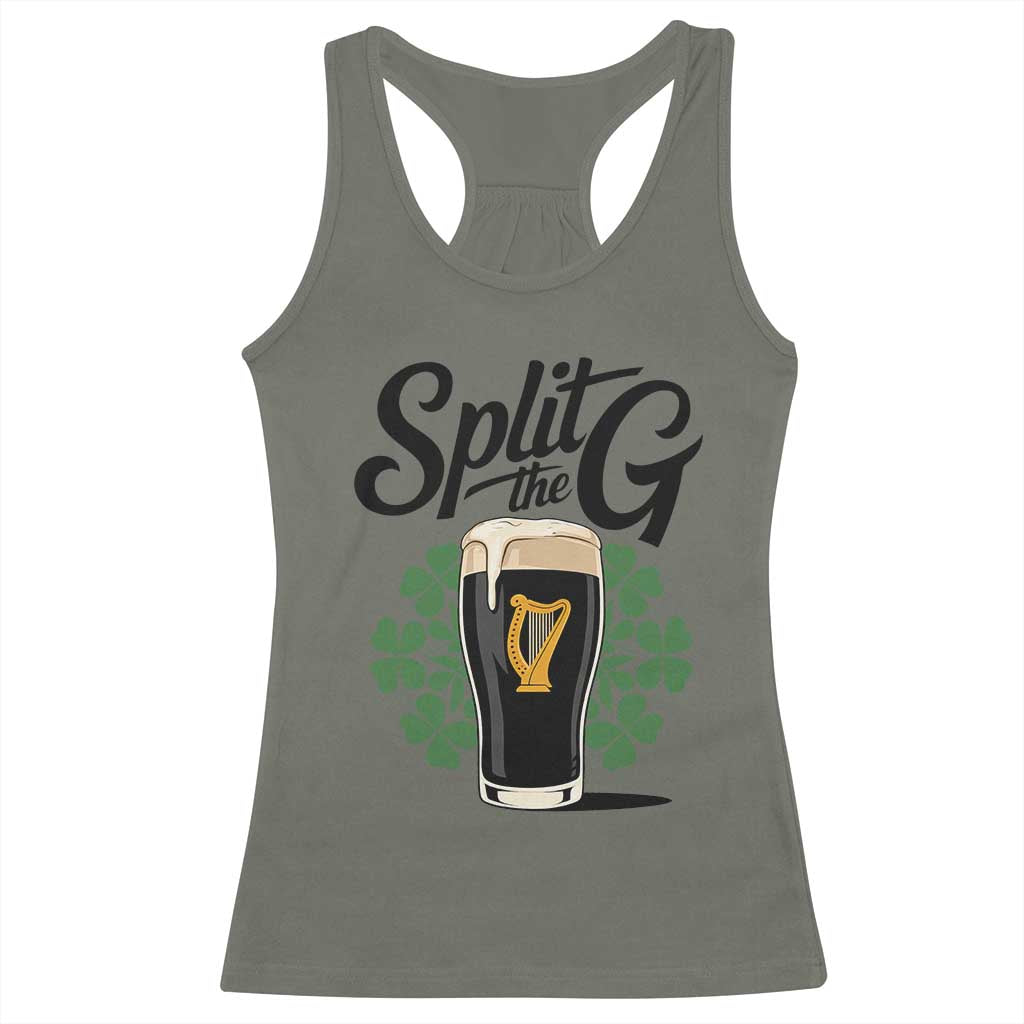 Split the G Funny Irish Drinking Racerback Tank Top St. Patrick’s Day Stout Beer Lovers Pub Crawls TS02 Military Green Print Your Wear