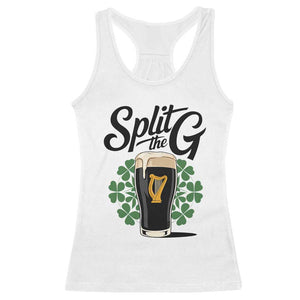 Split the G Funny Irish Drinking Racerback Tank Top St. Patrick’s Day Stout Beer Lovers Pub Crawls TS02 White Print Your Wear