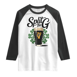 Split the G Funny Irish Drinking Raglan Shirt St. Patrick’s Day Stout Beer Lovers Pub Crawls TS02 White Black Print Your Wear