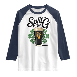 Split the G Funny Irish Drinking Raglan Shirt St. Patrick’s Day Stout Beer Lovers Pub Crawls TS02 White Navy Print Your Wear