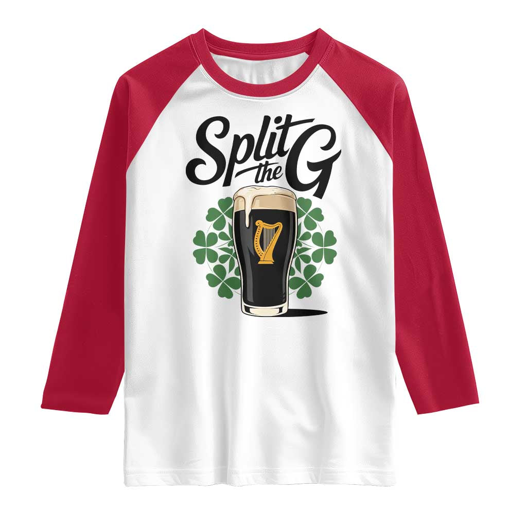 Split the G Funny Irish Drinking Raglan Shirt St. Patrick’s Day Stout Beer Lovers Pub Crawls TS02 White Red Print Your Wear