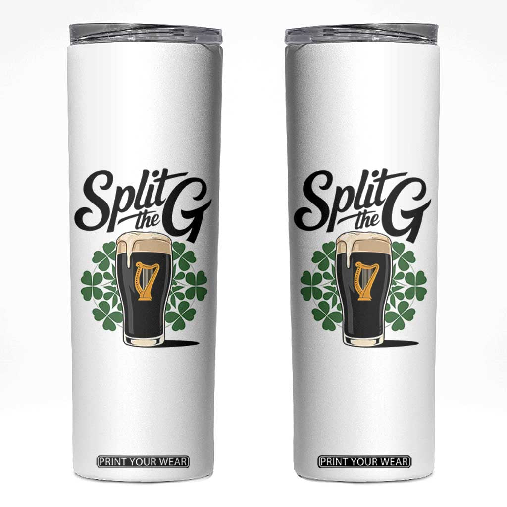Split the G Funny Irish Drinking Skinny Tumbler St. Patrick’s Day Stout Beer Lovers Pub Crawls TS02 White Print Your Wear
