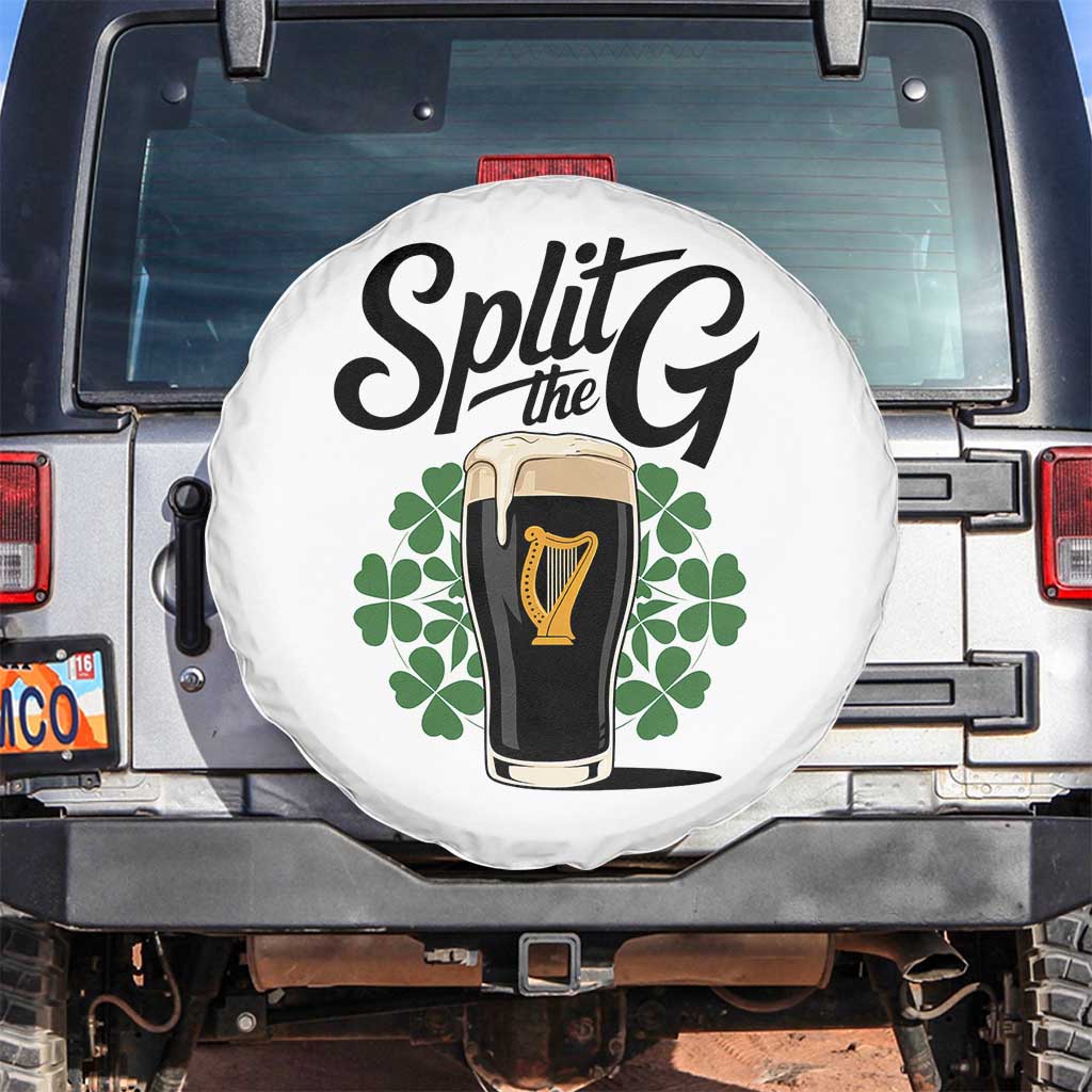 Split the G Funny Irish Drinking Spare Tire Cover St. Patrick’s Day Stout Beer Lovers Pub Crawls TS02 No hole White Print Your Wear