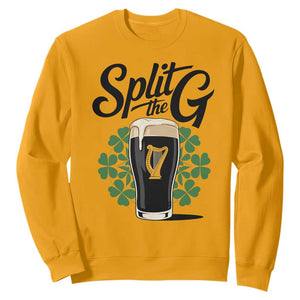 Split the G Funny Irish Drinking Sweatshirt St. Patrick’s Day Stout Beer Lovers Pub Crawls TS02 Gold Print Your Wear