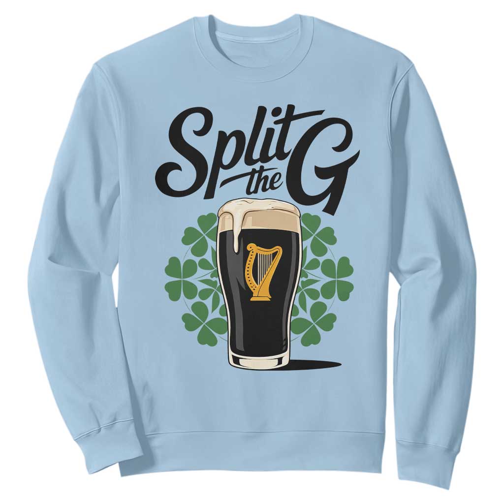 Split the G Funny Irish Drinking Sweatshirt St. Patrick’s Day Stout Beer Lovers Pub Crawls TS02 Light Blue Print Your Wear