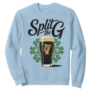 Split the G Funny Irish Drinking Sweatshirt St. Patrick’s Day Stout Beer Lovers Pub Crawls TS02 Light Blue Print Your Wear