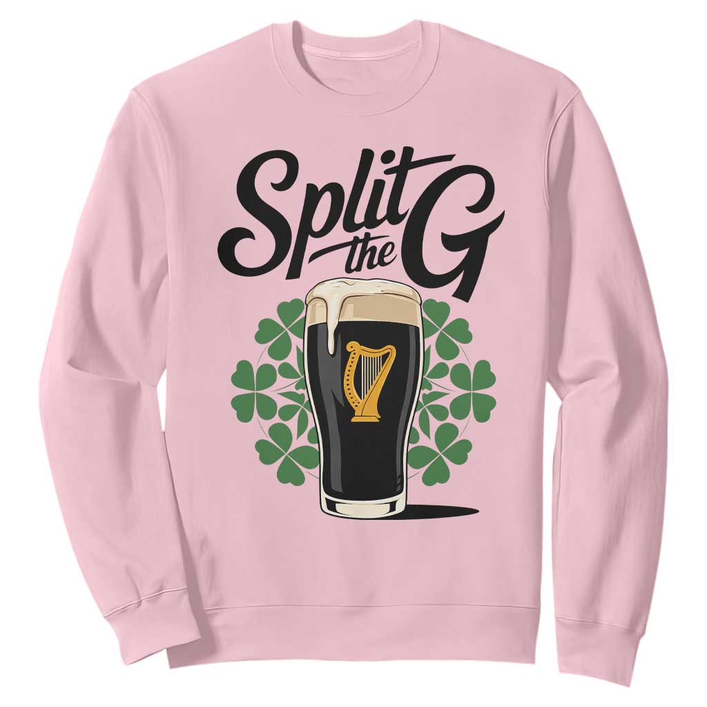 Split the G Funny Irish Drinking Sweatshirt St. Patrick’s Day Stout Beer Lovers Pub Crawls TS02 Light Pink Print Your Wear