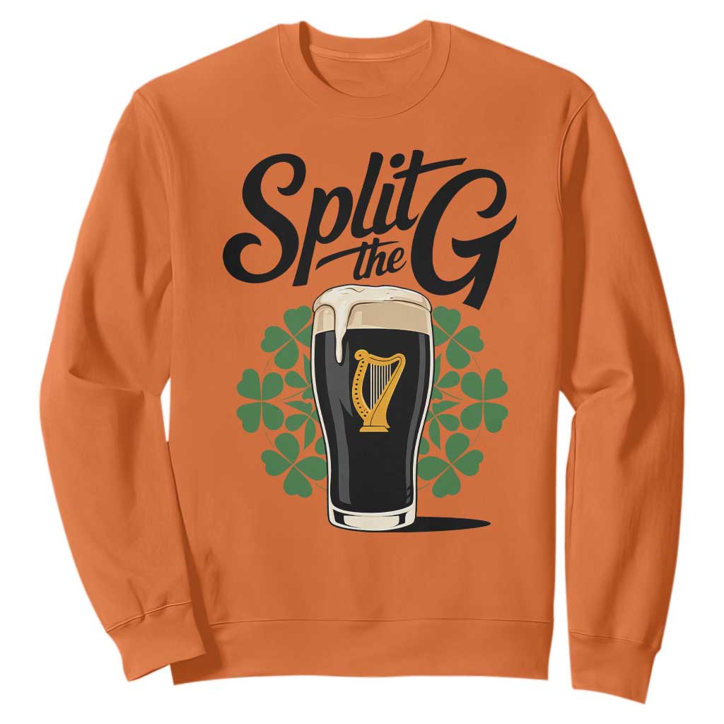 Split the G Funny Irish Drinking Sweatshirt St. Patrick’s Day Stout Beer Lovers Pub Crawls TS02 Orange Print Your Wear