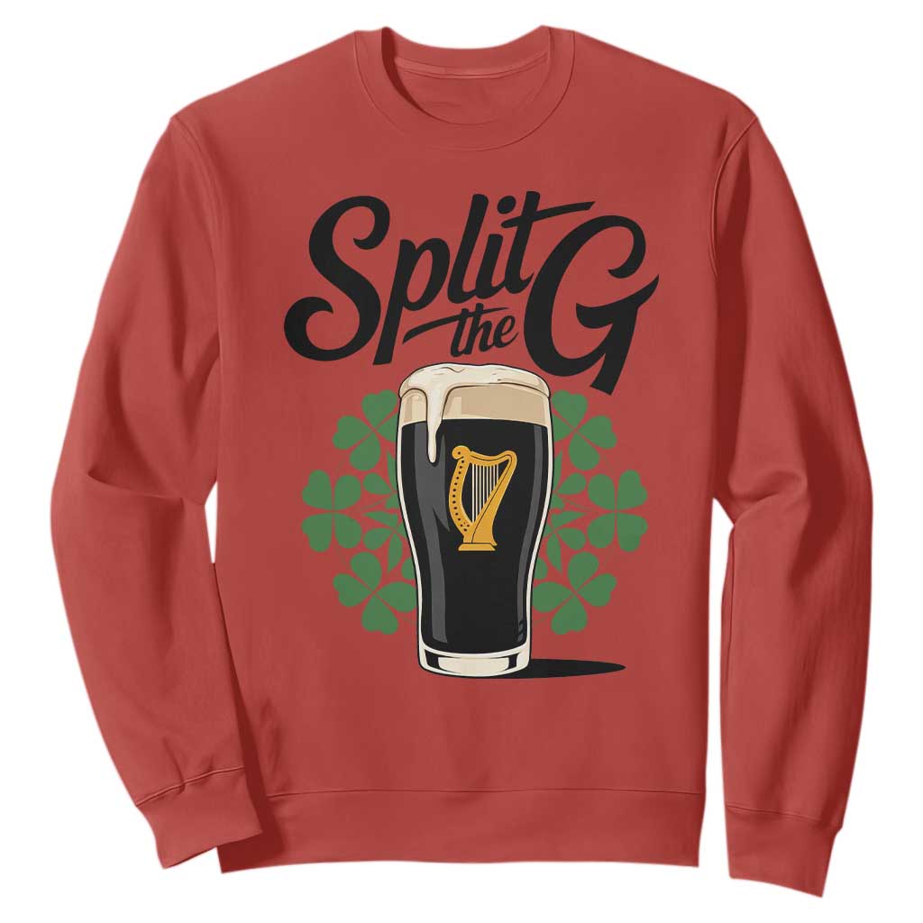 Split the G Funny Irish Drinking Sweatshirt St. Patrick’s Day Stout Beer Lovers Pub Crawls TS02 Red Print Your Wear