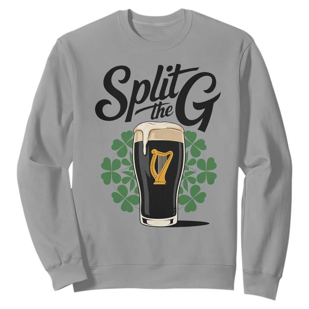Split the G Funny Irish Drinking Sweatshirt St. Patrick’s Day Stout Beer Lovers Pub Crawls TS02 Sport Gray Print Your Wear