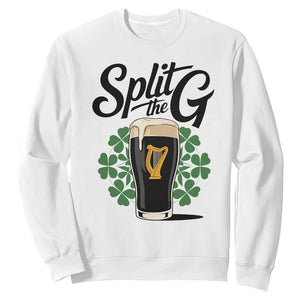 Split the G Funny Irish Drinking Sweatshirt St. Patrick’s Day Stout Beer Lovers Pub Crawls TS02 White Print Your Wear