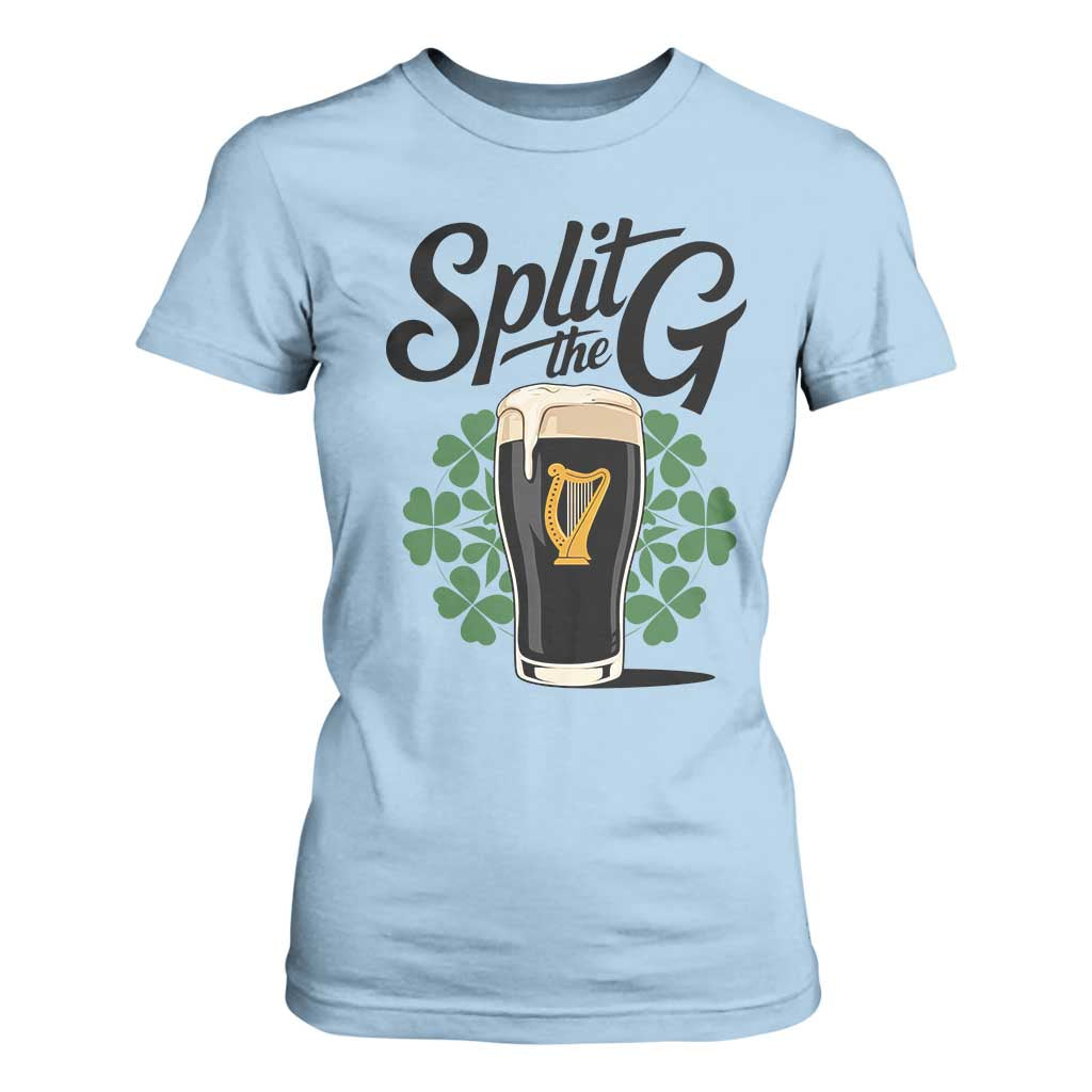 Split the G Funny Irish Drinking T Shirt For Women St. Patrick’s Day Stout Beer Lovers Pub Crawls TS02 Light Blue Print Your Wear