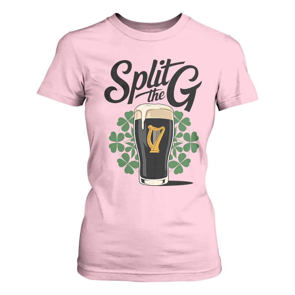 Split the G Funny Irish Drinking T Shirt For Women St. Patrick’s Day Stout Beer Lovers Pub Crawls TS02 Light Pink Print Your Wear