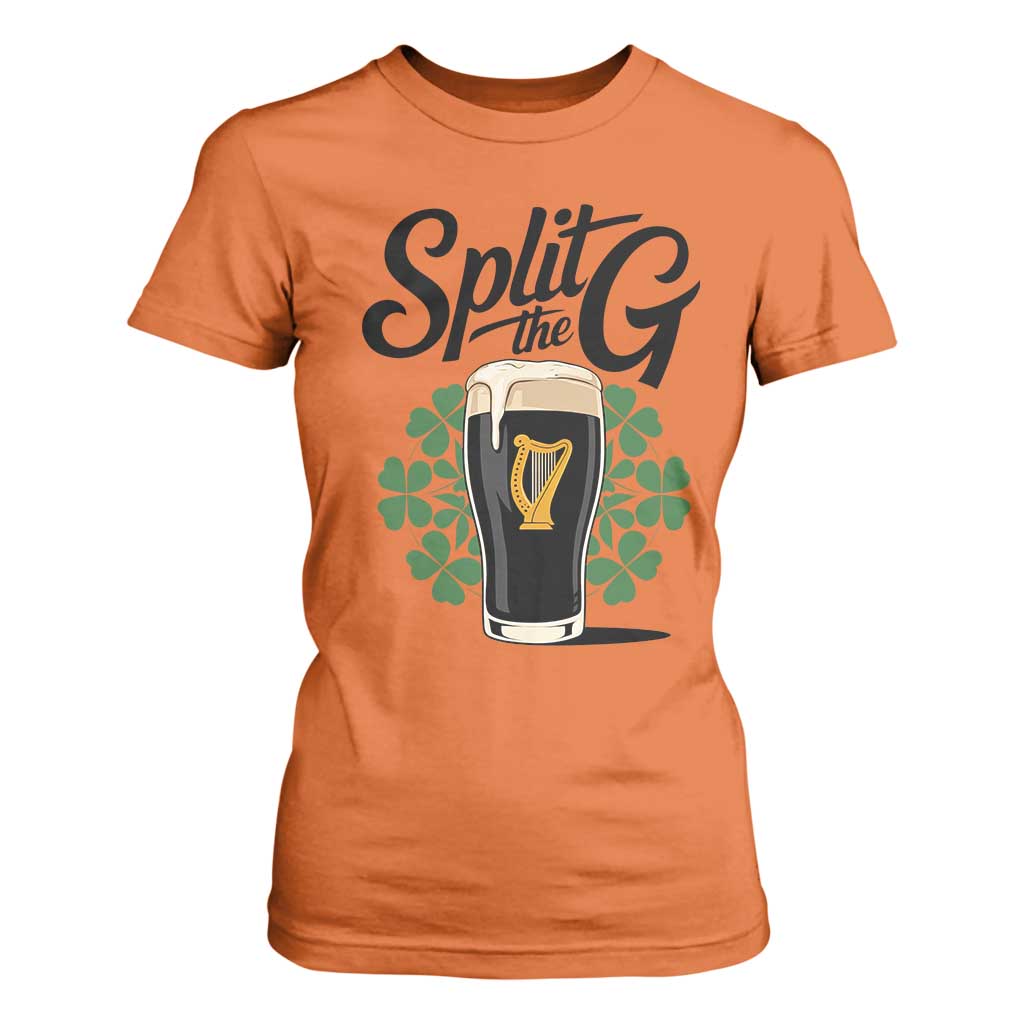 Split the G Funny Irish Drinking T Shirt For Women St. Patrick’s Day Stout Beer Lovers Pub Crawls TS02 Orange Print Your Wear