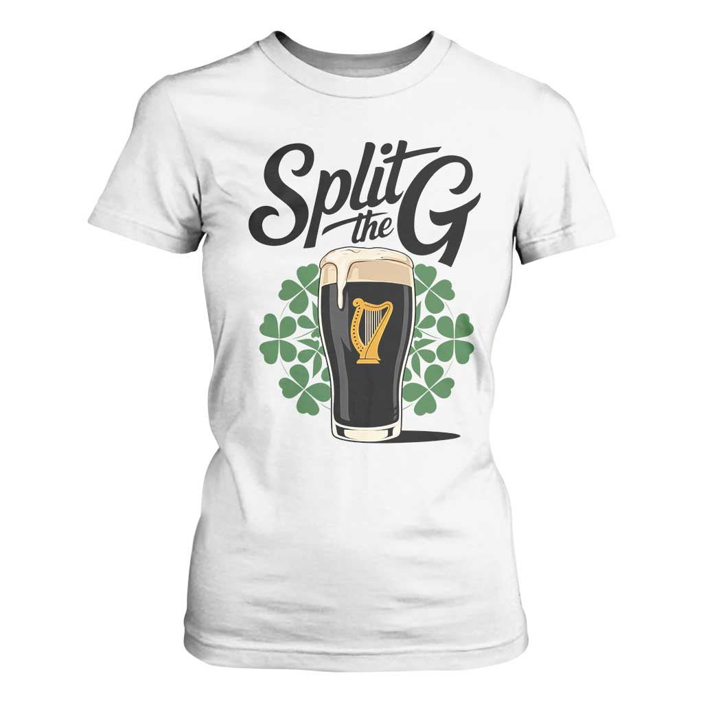 Split the G Funny Irish Drinking T Shirt For Women St. Patrick’s Day Stout Beer Lovers Pub Crawls TS02 White Print Your Wear