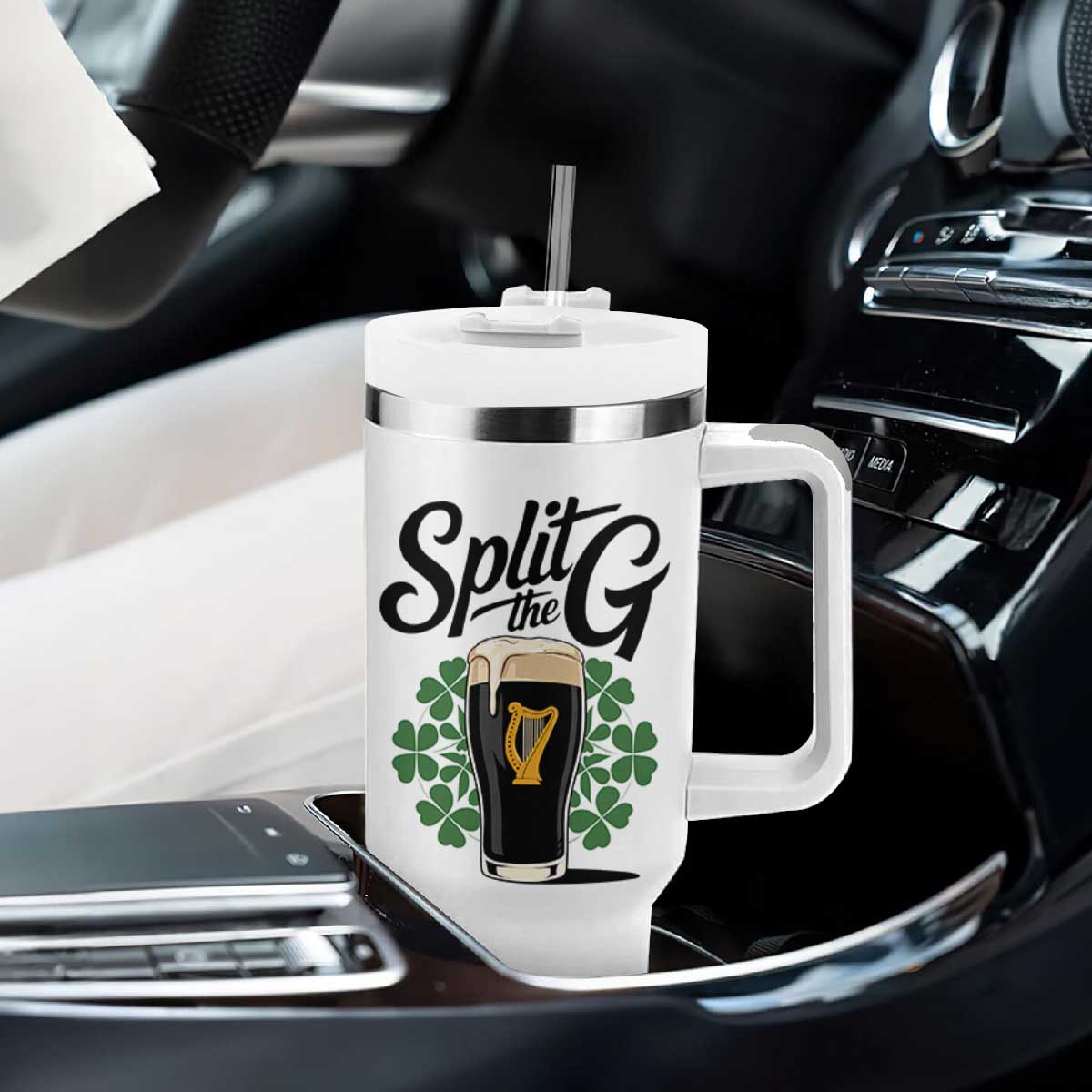 Split the G Funny Irish Drinking Tumbler With Handle St. Patrick’s Day Stout Beer Lovers Pub Crawls TS02 Print Your Wear