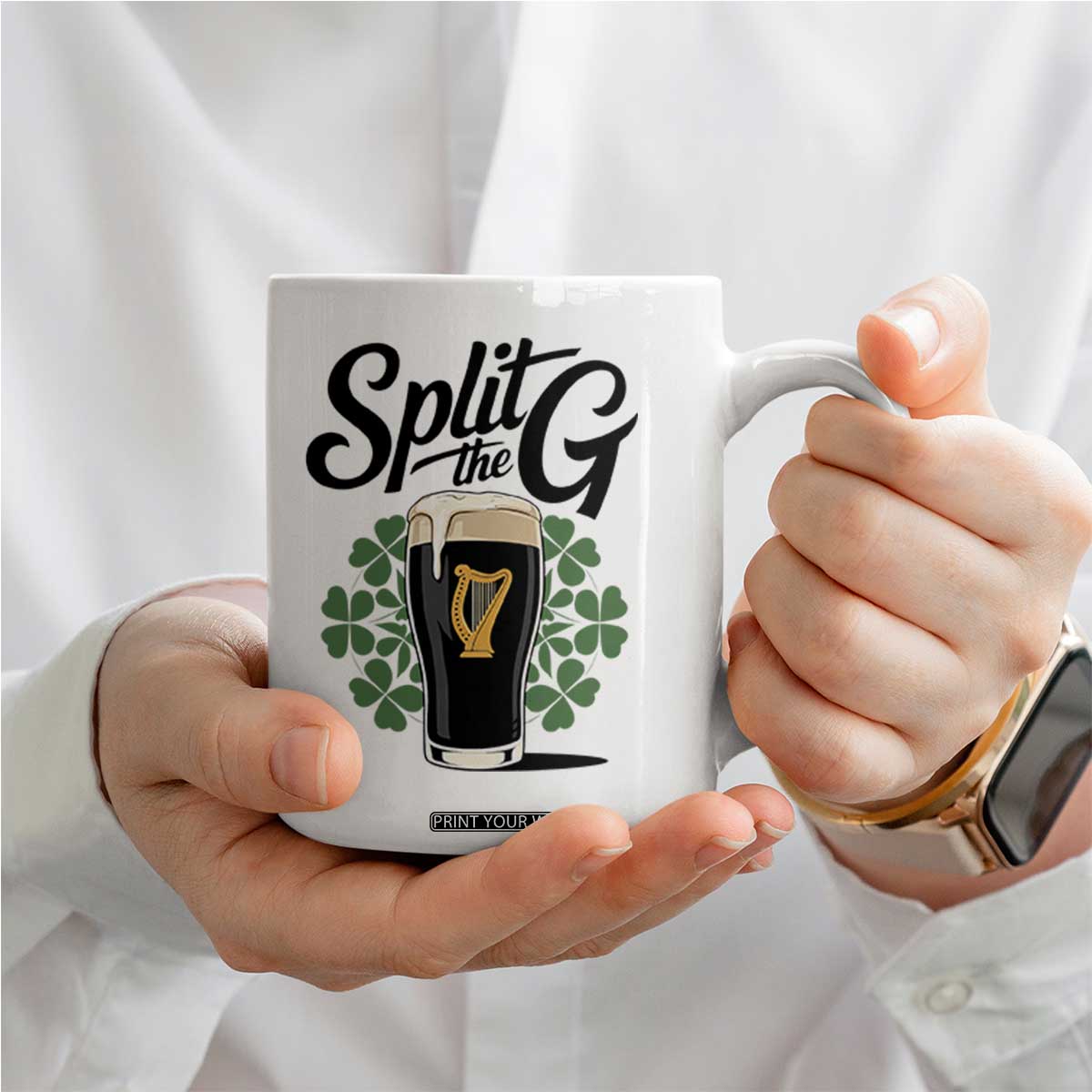 Split the G Funny Irish Drinking Coffee Mug St. Patrick’s Day Stout Beer Lovers Pub Crawls TS02 Print Your Wear