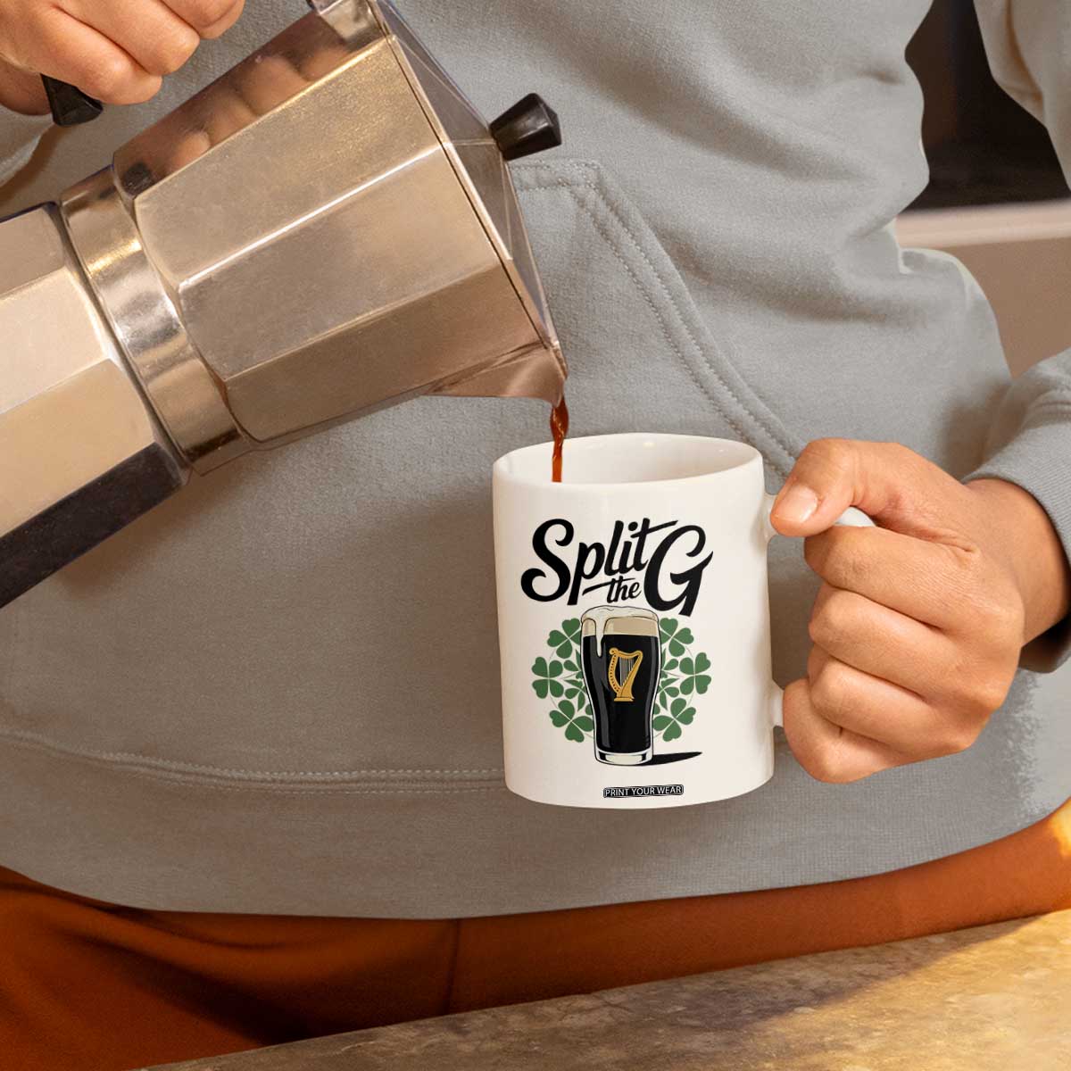 Split the G Funny Irish Drinking Coffee Mug St. Patrick’s Day Stout Beer Lovers Pub Crawls TS02 Print Your Wear