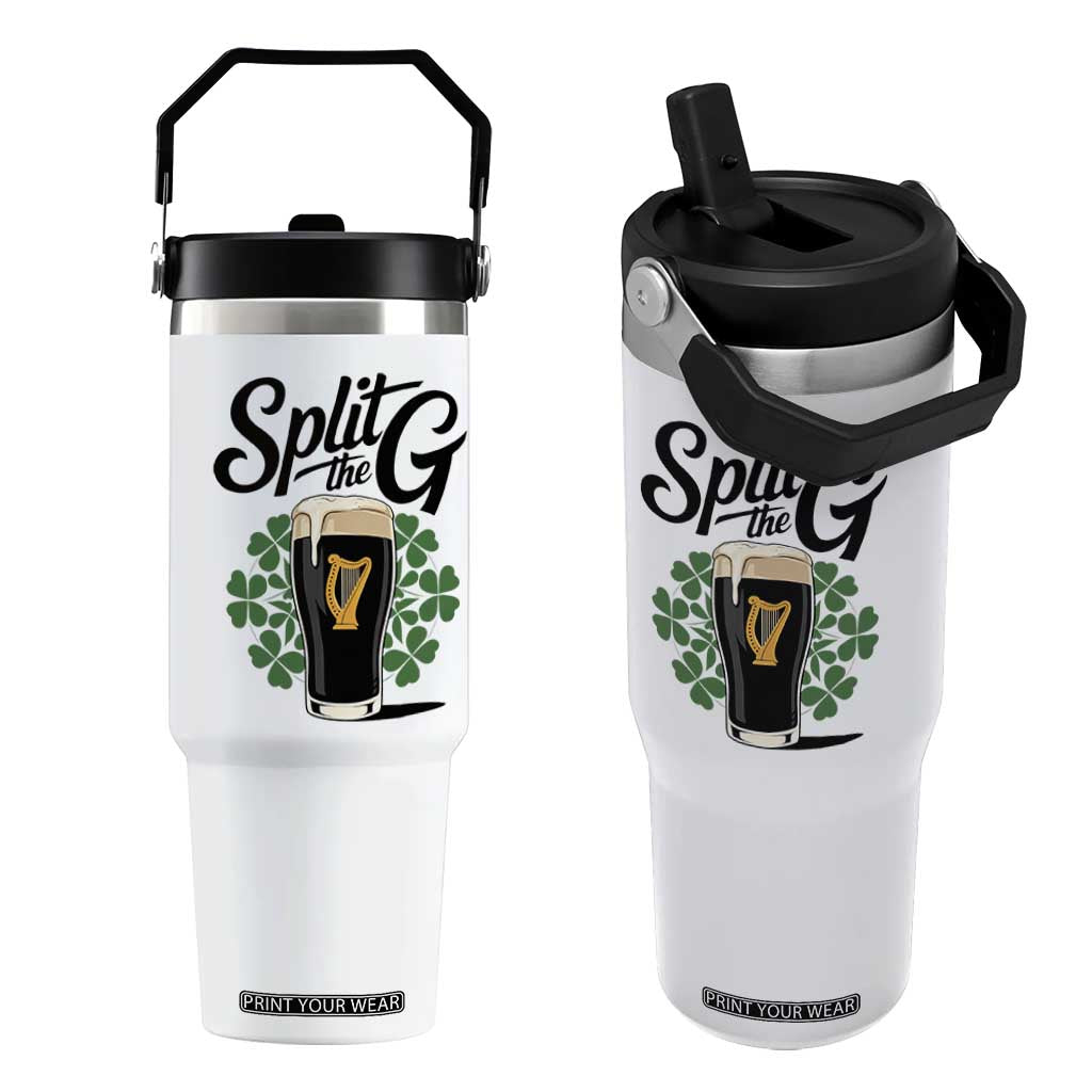 Split the G Funny Irish Drinking Flip Straw Tumbler St. Patrick’s Day Stout Beer Lovers Pub Crawls TS02 One Size: 30 oz White Print Your Wear