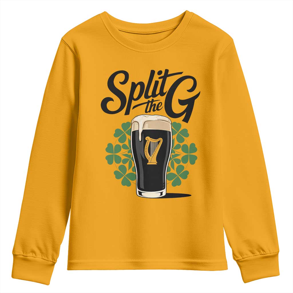 Split the G Funny Irish Drinking Youth Sweatshirt St. Patrick’s Day Stout Beer Lovers Pub Crawls TS02 Gold Print Your Wear