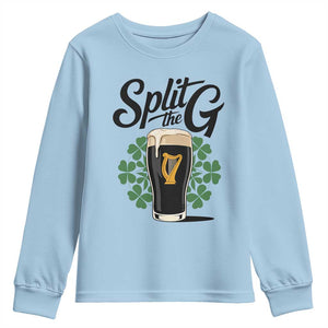 Split the G Funny Irish Drinking Youth Sweatshirt St. Patrick’s Day Stout Beer Lovers Pub Crawls TS02 Light Blue Print Your Wear
