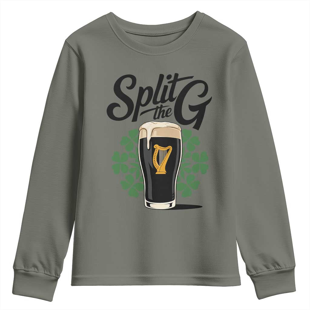 Split the G Funny Irish Drinking Youth Sweatshirt St. Patrick’s Day Stout Beer Lovers Pub Crawls TS02 Military Green Print Your Wear
