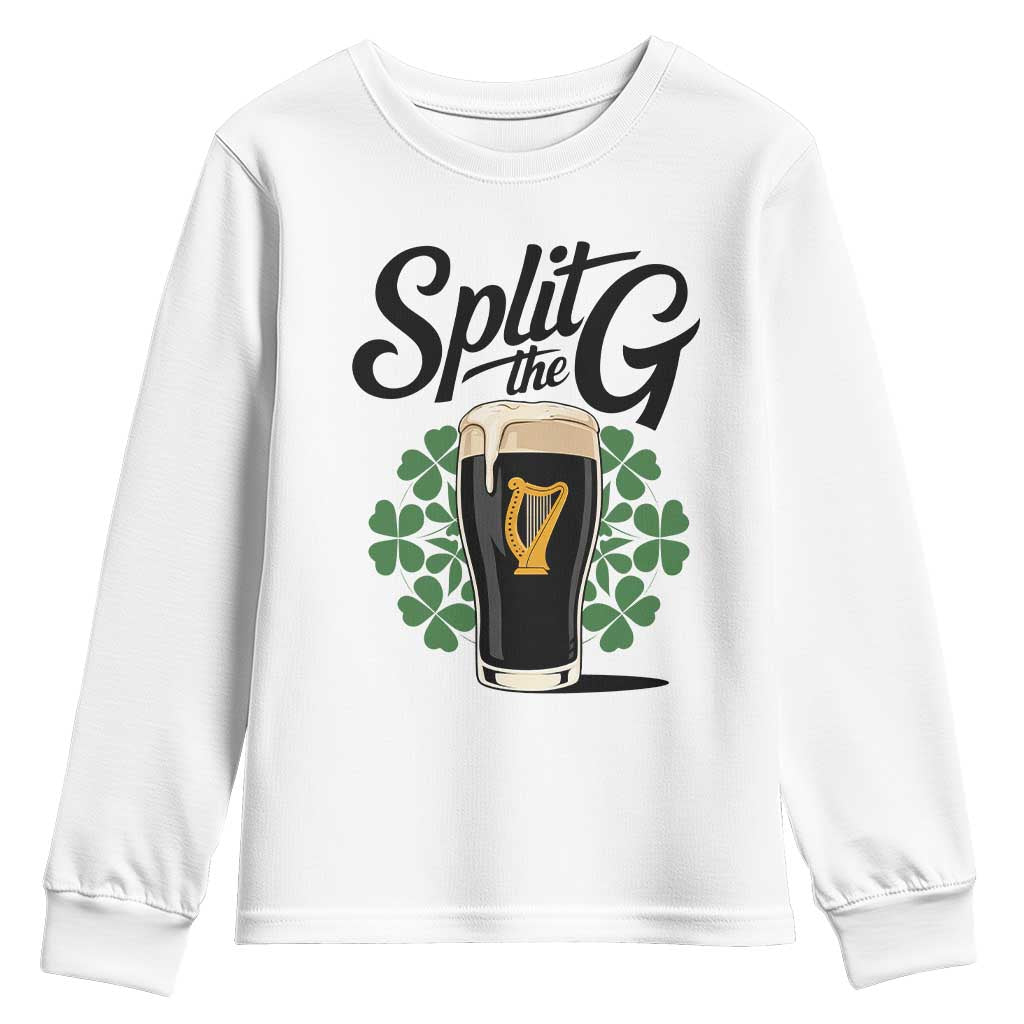 Split the G Funny Irish Drinking Youth Sweatshirt St. Patrick’s Day Stout Beer Lovers Pub Crawls TS02 White Print Your Wear