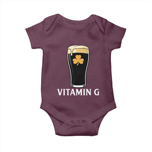 Vitamin G Funny Irish Stout Beer Baby Onesie St. Patrick’s Day Drinking Humor TS02 Maroon Print Your Wear