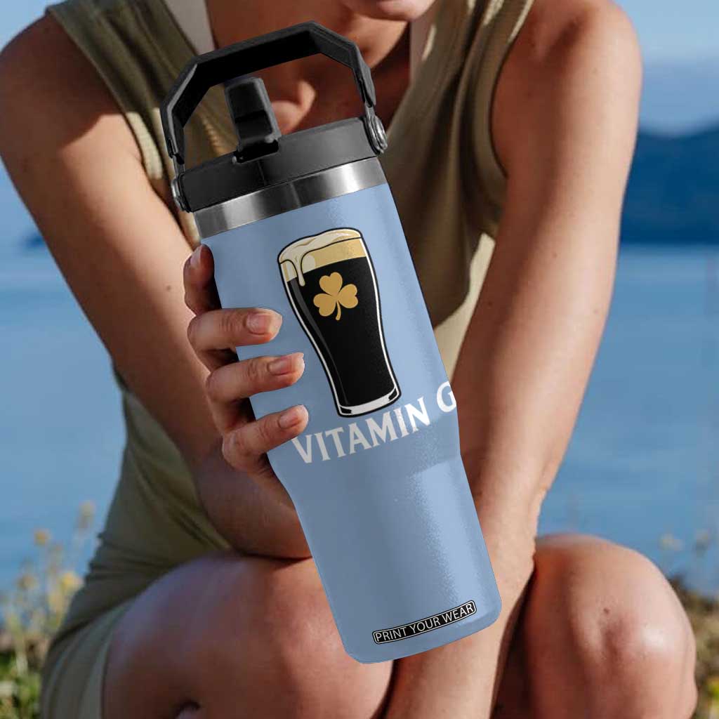 Vitamin G Funny Irish Stout Beer Flip Straw Tumbler St. Patrick’s Day Drinking Humor TS02 One Size: 30 oz Light Blue Print Your Wear