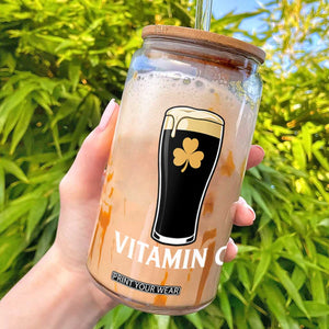 Vitamin G Funny Irish Stout Beer Glass Can St. Patrick’s Day Drinking Humor TS02 Black Print Your Wear