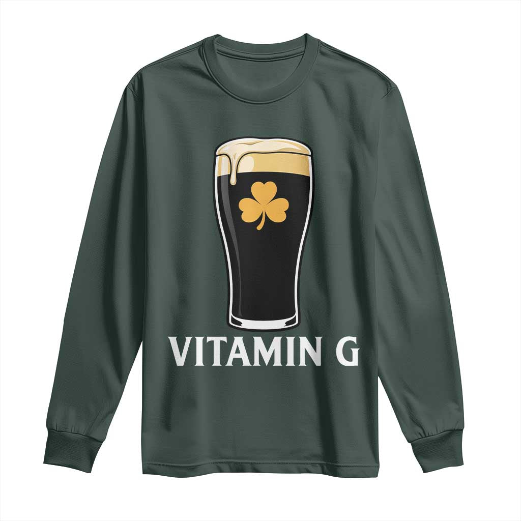 Vitamin G Funny Irish Stout Beer Long Sleeve Shirt St. Patrick’s Day Drinking Humor TS02 Dark Forest Green Print Your Wear
