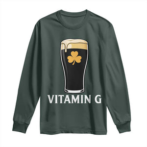 Vitamin G Funny Irish Stout Beer Long Sleeve Shirt St. Patrick’s Day Drinking Humor TS02 Dark Forest Green Print Your Wear