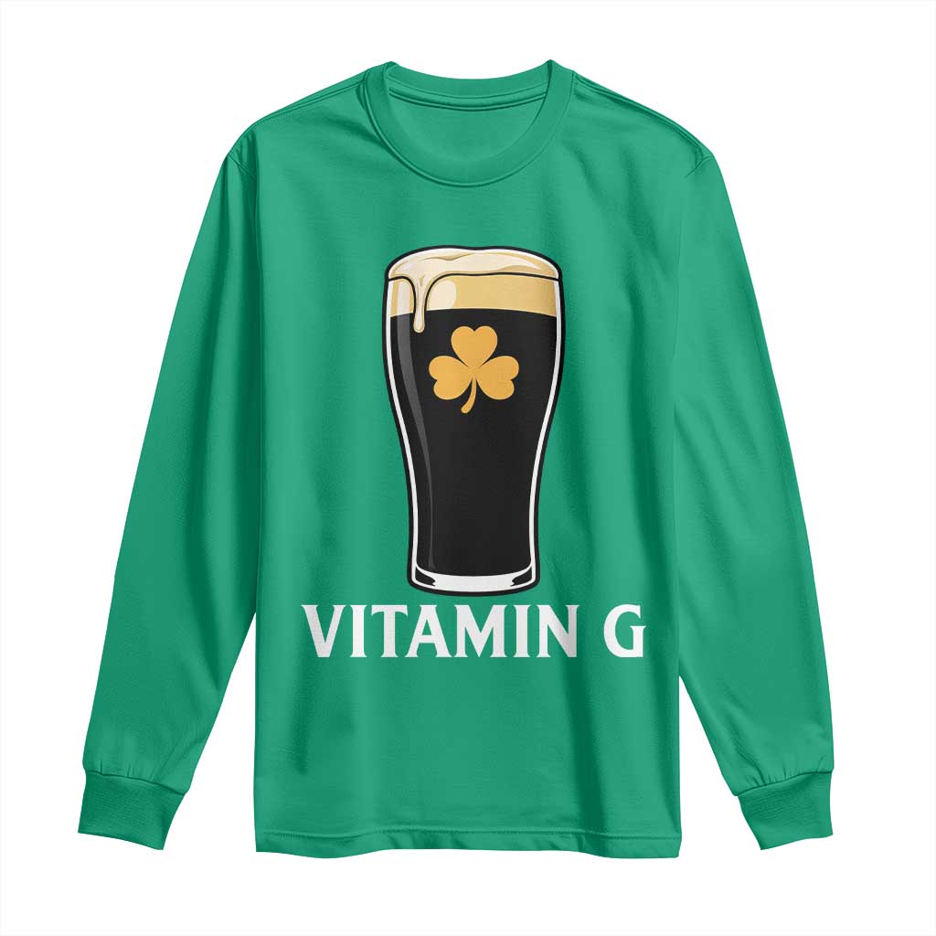 Vitamin G Funny Irish Stout Beer Long Sleeve Shirt St. Patrick’s Day Drinking Humor TS02 Irish Green Print Your Wear
