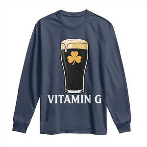 Vitamin G Funny Irish Stout Beer Long Sleeve Shirt St. Patrick’s Day Drinking Humor TS02 Navy Print Your Wear