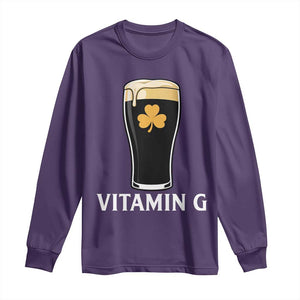 Vitamin G Funny Irish Stout Beer Long Sleeve Shirt St. Patrick’s Day Drinking Humor TS02 Purple Print Your Wear