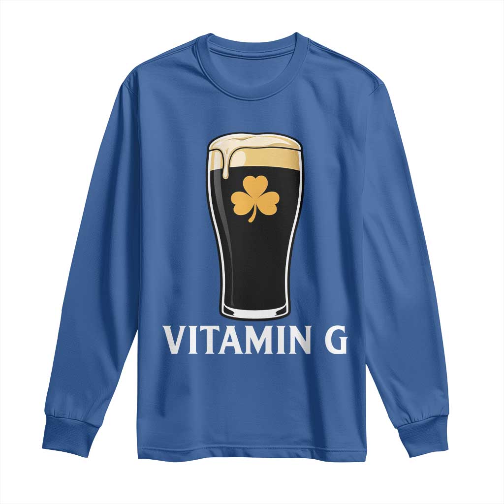 Vitamin G Funny Irish Stout Beer Long Sleeve Shirt St. Patrick’s Day Drinking Humor TS02 Royal Blue Print Your Wear