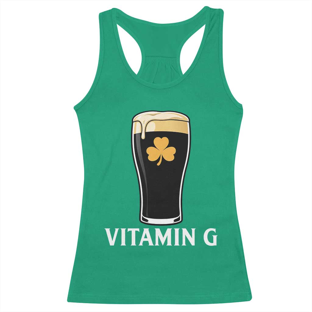 Vitamin G Funny Irish Stout Beer Racerback Tank Top St. Patrick’s Day Drinking Humor TS02 Irish Green Print Your Wear