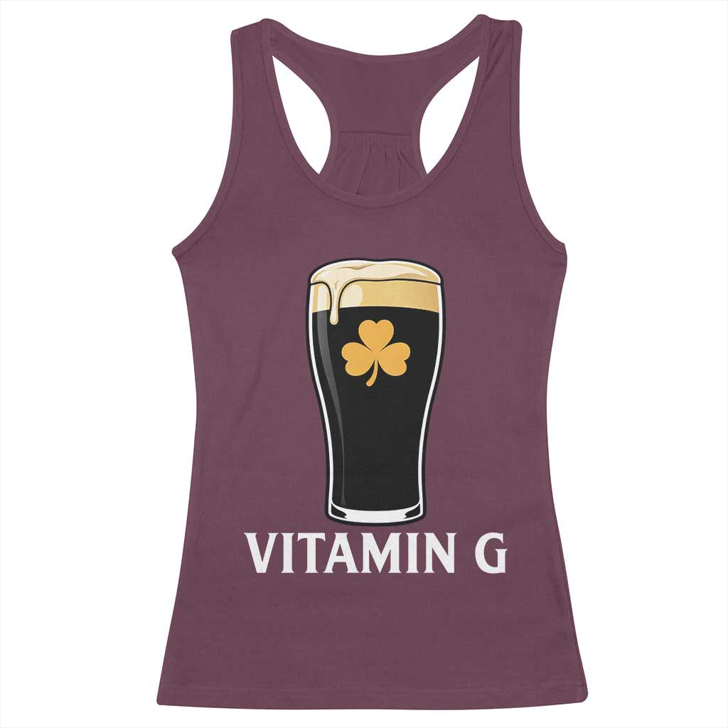 Vitamin G Funny Irish Stout Beer Racerback Tank Top St. Patrick’s Day Drinking Humor TS02 Maroon Print Your Wear
